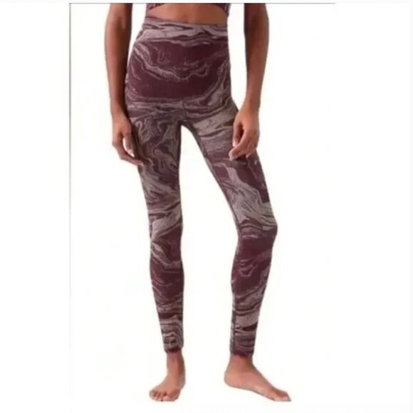 Athleta Aurora Shine Spiced Cabernet Metallic leggings - Picture 1 of 5